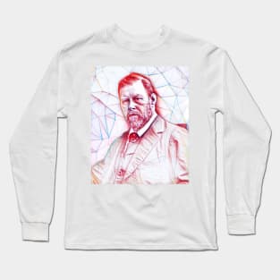 Bram Stoker Portrait | Bram Stoker Artwork Line Art Long Sleeve T-Shirt